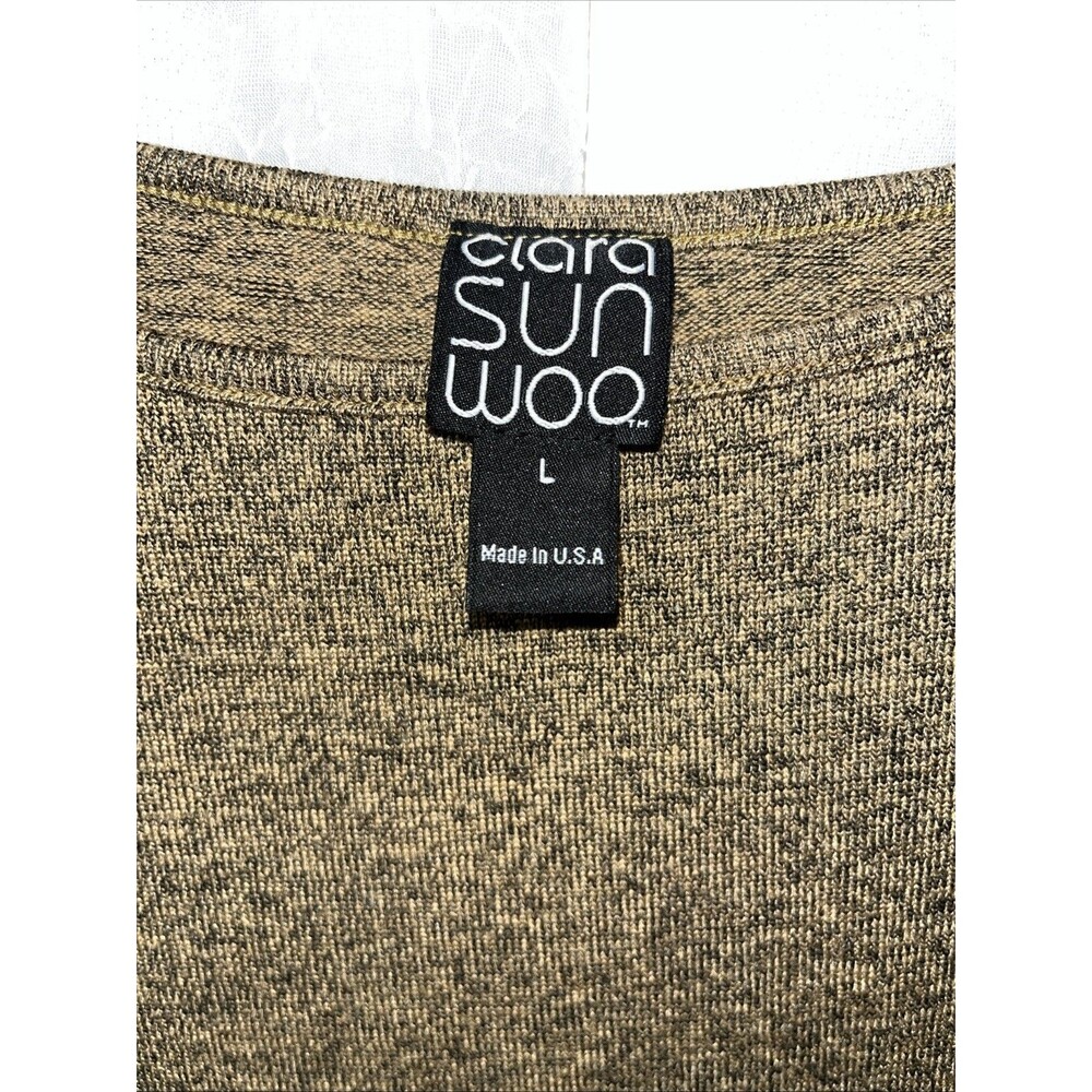 Clara Sun Woo Women's Boat Neck Top 3/4 Sleeves Brown Pullover Size Large - Picture 4 of 6